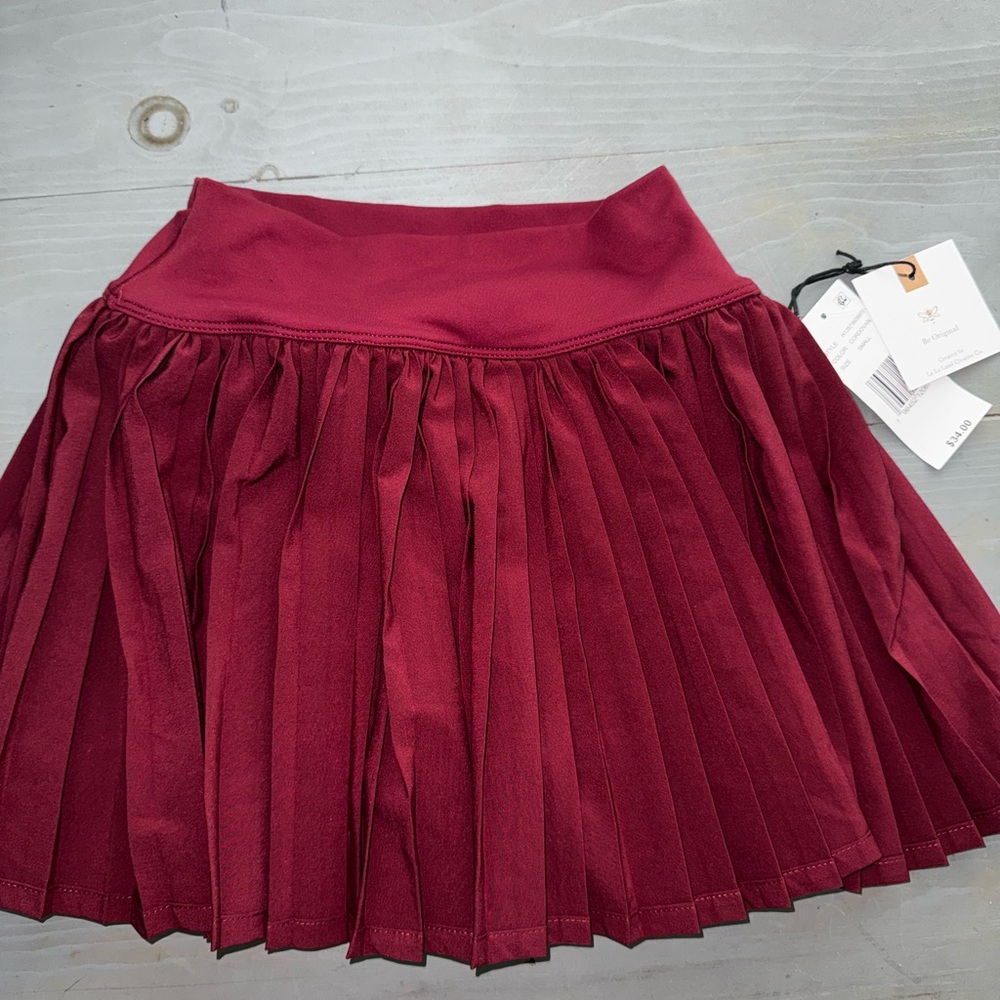 Chic Maroon Pleated Skirt for Kids